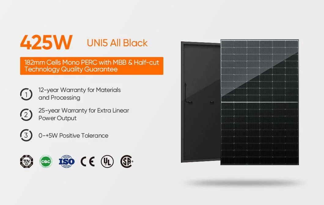 High Quality All Full Black Frame Monocrystalline Solar Panel 400W 410W 420W 550W Solar Panel Stock in Europe